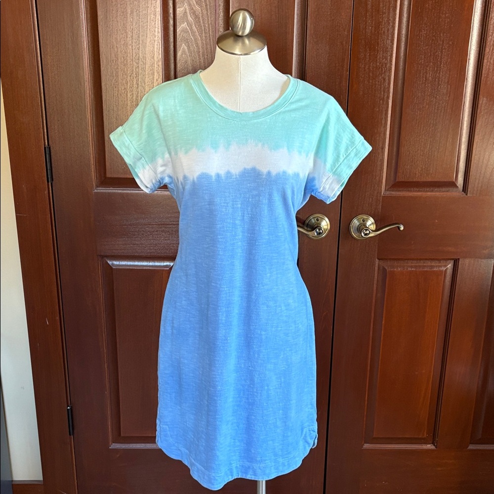 Talbots Green and Blue Tie-Dye Midi Dress